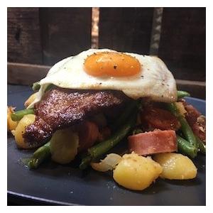 Tiroler Grostl met spek, worst & schnitzel