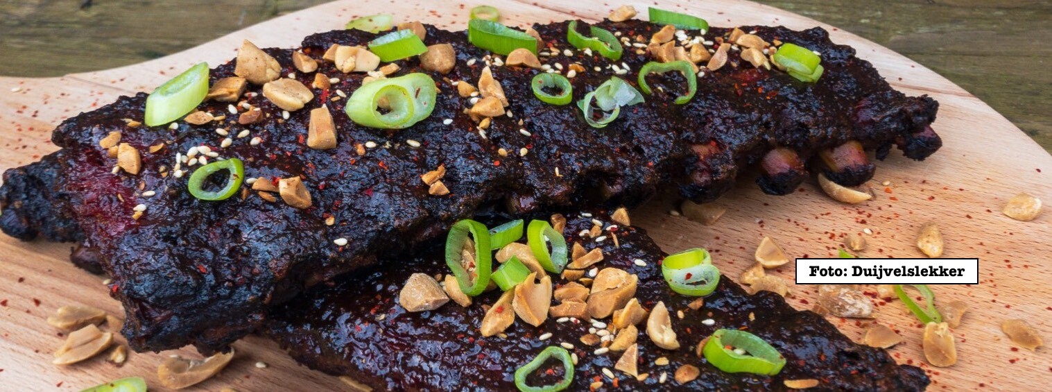 Korean Style spareribs van de Green Egg