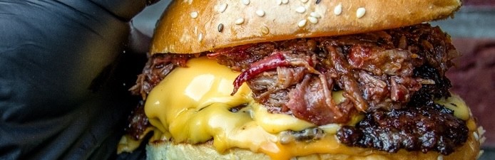 Pulled beef loaded smashburger