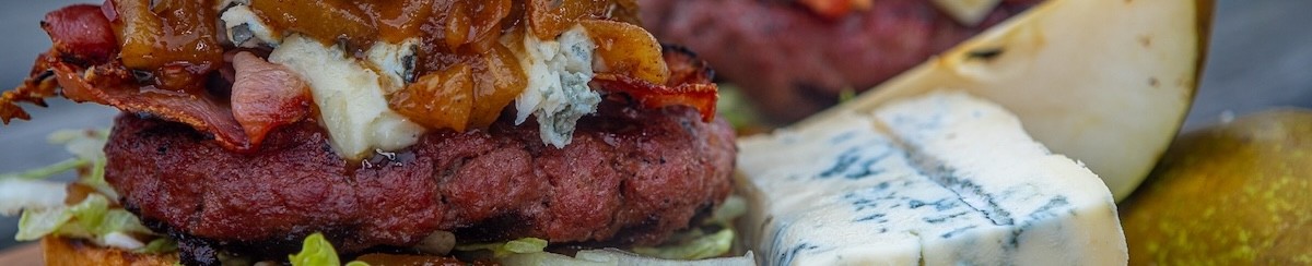 Bacon Blue cheese Wagyu burgers met perenchutney